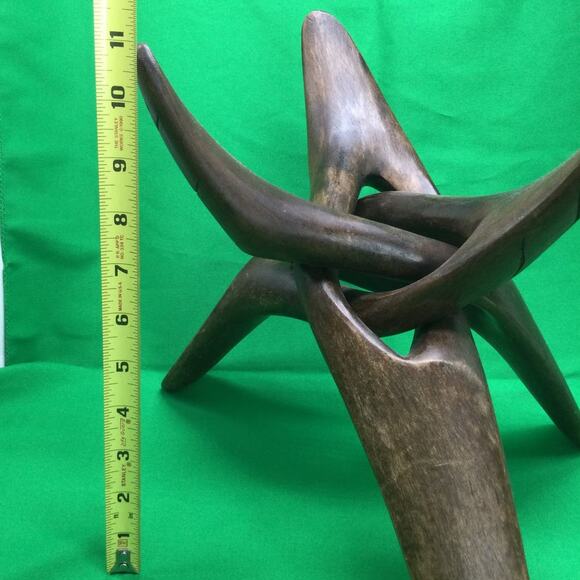 Hand Carved Wooden Serving Bowl With Matching Stand - Picture 4 of 11